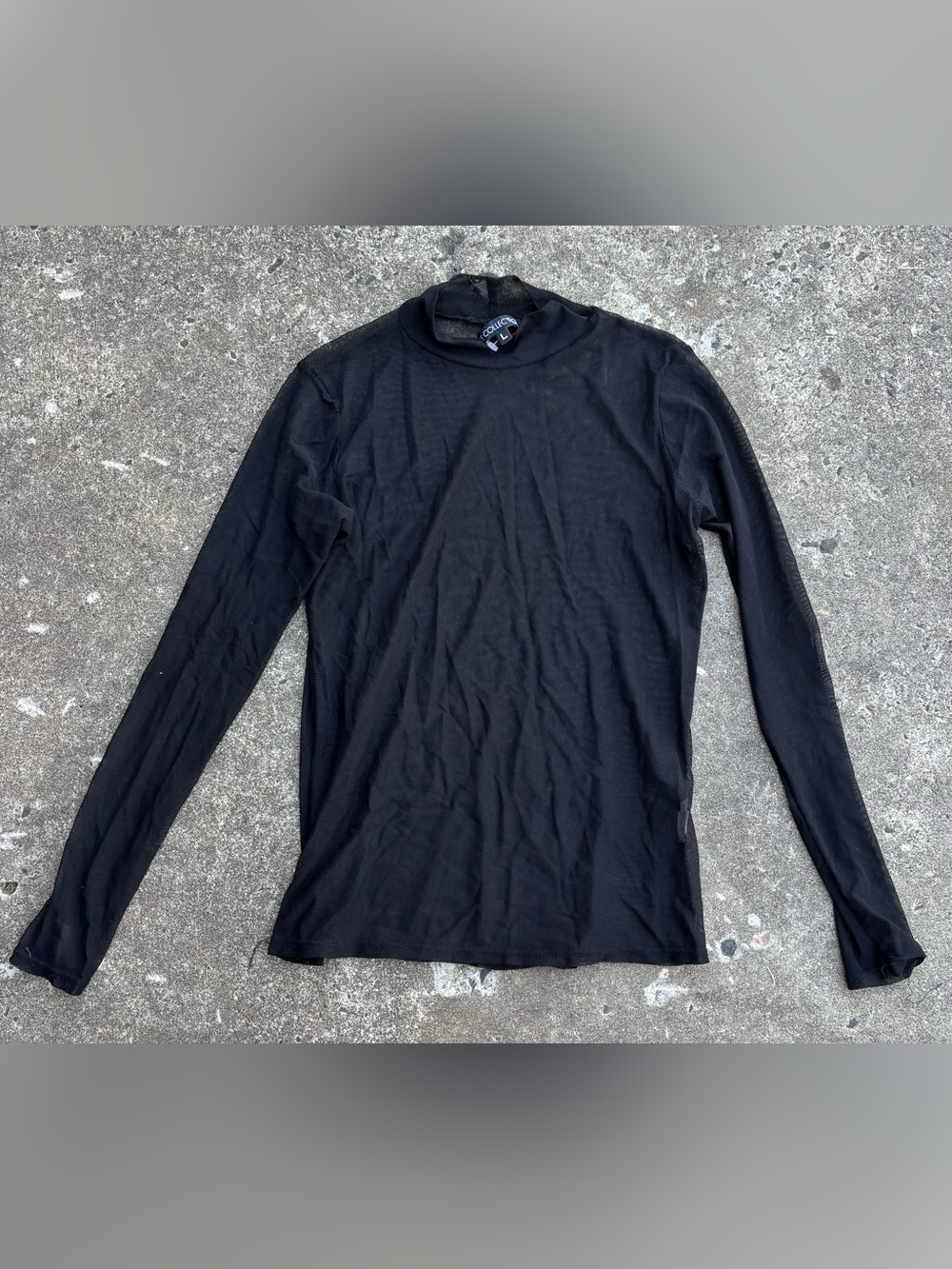 Women's Black Long-Sleeve Mock Neck Tee